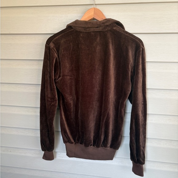 LM Landmark vintage 70s-80s gaucho shirt brown velour men’s sz M pullover EUC - Picture 5 of 11